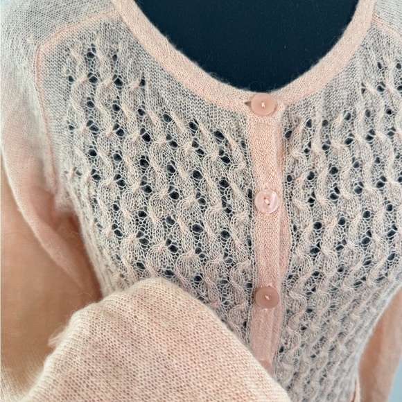 Anthropologie Guinevere Peach Mohair Blend Cardigan Sweater Women’s S Romantic - Picture 3 of 7
